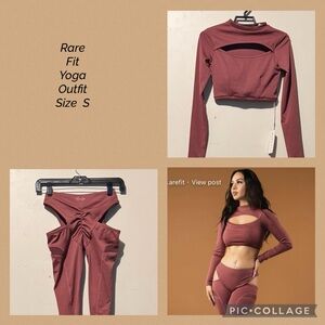 Rare Fit (Z) Womens Workout 2 Piece Yoga Outfit S Ankle Leggings Crop Top NWT